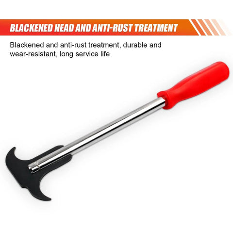 Pro Grade Oil Seal Disassembly Wrench Puller With Dual Hook Tips For Cars SUVs And Light Trucks Seal Removal Tool To Remove Oil And Grease Seals Durable Carbon Steel Automotive Repair Tool with red handle and blackened head
