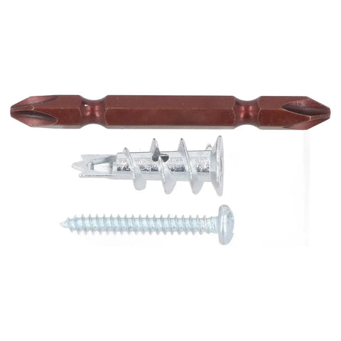 Beefy Hollow Wall Anchors Kit With 50 Zinc Drywall Anchors, 50 Screws, And Drill Bits Self Drilling, Tough Mounts For Pics, Shelves, Artwork, And Hollow Doors, Includes Reusable Storage Box. Zinc anchor and screw set