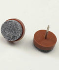 Brown 24mm Felt Screw In Chair Glides Set For Tables And Chairs Round Metal Foot Pads Furniture Protectors image showing nail detail