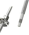 Precision Silver SFU1204 And SFU1605 Ball Screw Kit With Accompanying Nut showing smooth threaded rod and nut for CNC machines.