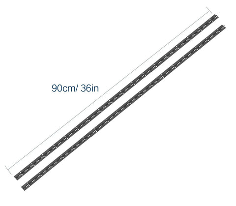 Top Shelf Black Piano Hinges For Cabinet And Marine Doors 36 Inch Continuous Steel Hinge With Screws Knockout side view of two hinges