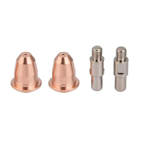 Top Grade Plasma Cutter Tips Set featuring 10 electrodes and nozzles for S25 and S45 machines, metal fabrication equipment.