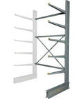 Industrial Grade Single Sided Cantilever Add On Rack For Warehouse Organization, gray and white steel frames for heavy storage.