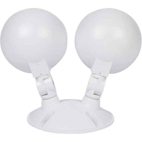 Remote Emergency Light Head With Two 3.6V LED Lamps, Weatherproof White Fixture, High Vis Exit Safety Lighting For Commercial Buildings