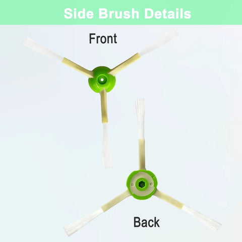 Front and back view of side brush from All In One Replacement Parts Kit For Roomba E I J And Plus Series Vacuum Cleaners.