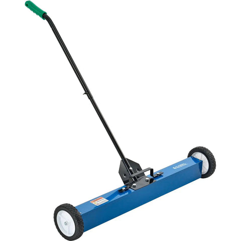 Heavy Duty Magnetic Floor Sweeper With Thirty Six Inch Wide Cleaning Path and smooth rubber wheels for easy use.
