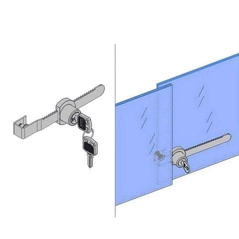 Sliding Glass Door Lock For Display Cases With Chrome Finish, Secure Ratchet Lock Set, Keyed Alike For Retail Showcases, Easy Install