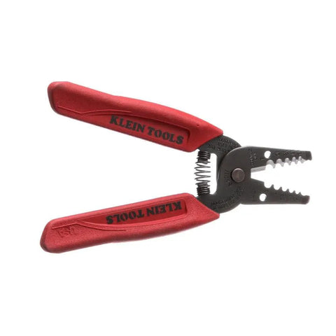 Compact Wire Stripper And Cutter For 8-16 AWG Stranded Wires with red bi-layer handle and precision ground edges