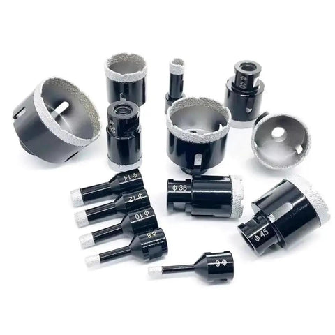 Diamond Core Drill Bit M14 Brazed Tip For Angle Grinder Hole Saw Cutting Tool Ceramic Tile Porcelain Granite Marble Concrete 10mm Shank Vacuum Cup Grip Precision Edge assorted sizes set