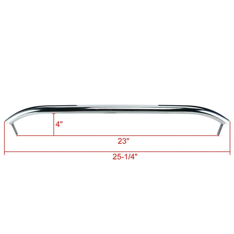 Two Pack Polished Stainless Steel Heavy Duty Oval Boat Grab Handle Hand Rail With Flange And Stud 24 Inch, display dimensions