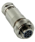 7-Pin Proportional Valve Single Connector with Metal Housing, IP67 Sealed, RoHS Certified, DIN EN175 201-804 Pin Layout.