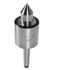MT1 Medium Duty Live Center with 60 Degree Point and 0.0002 Inch Concentricity, hardened 61-65 HRC, shown in close-up view.