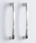 10 Pack Brushed Nickel Cabinet Pulls 5 Inch 128mm Long Kitchen Cabinet Handles installed on white doors