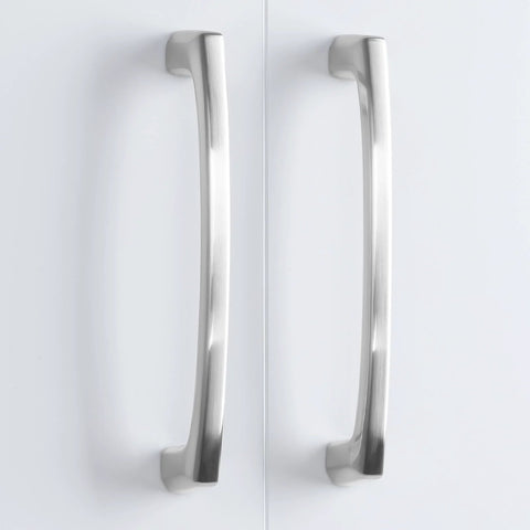 10 Pack Brushed Nickel Cabinet Pulls 5 Inch 128mm Long Kitchen Cabinet Handles installed on white doors
