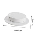 Super Sweet 360 Degree Electric Rotating Turntable Display Stand With Speed Adjustable Controls And Three Distinct Velocities For Photography Video Props Plus USB Powered White ABS Build Measuring 7.9x1.6 In side view with dimensions shown