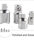 High Performance 4 Piece Steel Impact Socket Adapter And Reducer Kit For Wrenches That Gets Down To Business With Heavy Duty Drivers And Ratchet Tools To Crack Those Stubborn Nuts And bolts Like A Pro On Any Job Site, polished steel adapters