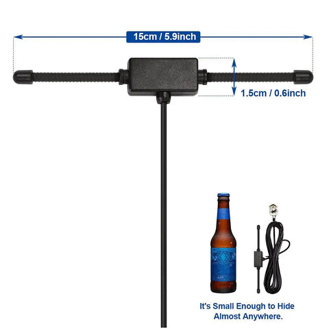 VHF UHF Car Window Adhesive Mount Antenna For Police Scanner And Ham Radio, BNC Male Dipole, 20MHz To 1300MHz with size comparison