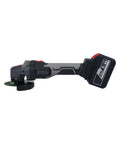 21V Cordless Electric Angle Grinder With Brushless Motor And Gutsy 6000mAh Battery For Serious Cutting Polishing Plus Grinding Tasks Featuring 3 Speed Settings And Live Power Display For That Badass Shop Session, side angle view.