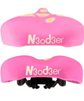 Pink Kids Bike Saddle For Little Riders with floral design; fits 14 to 24 inch bicycles; breathable curve; stainless rail mount