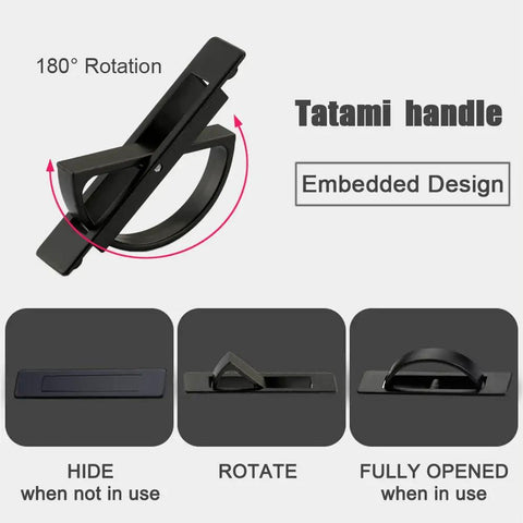 Fresh 2 Pack Invisible Cabinet Handles With A Smooth 180 Rotation Slick Zinc Alloy Frame Beefy Hidden Pulls For Dresser Drawers Wardrobes And Closet Storage In Matte Black Finish shown from multiple angles with 180° rotation.