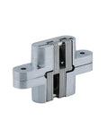 Heavy Duty Concealed Cross Hinge For Secret Doors Featuring Smooth Swing Motion and Stealthy Low Profile Hardware with visible metallic finish.