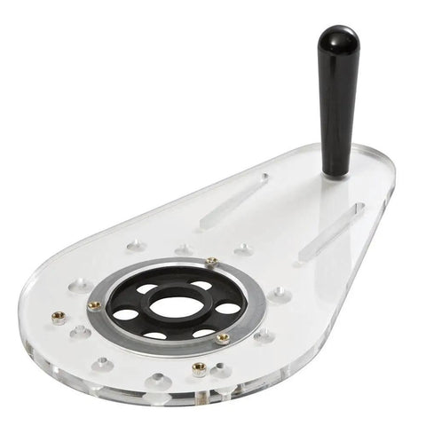 Pro Grade Edge Guide Router Base Plate For Dados, Grooves And Inlays, clear acrylic accessory with black handle