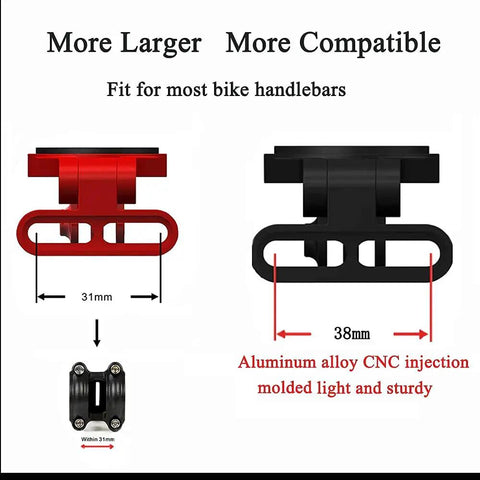 Out Front Extended Bike Computer Mount For Wahoo Elemnt Mini Bolt Roam GPS in red and black CNC aluminum alloy, 31mm and 38mm sizes