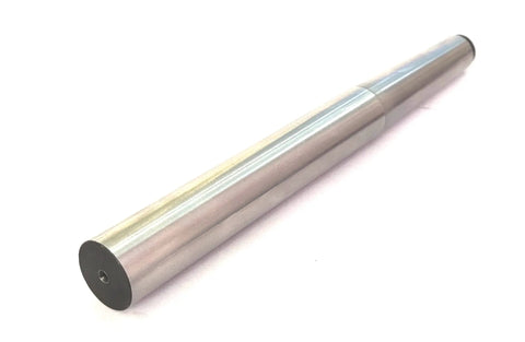 Precision steel lathe alignment test bar mandrel, MT2, 180 mm overall length, silver with black end cap