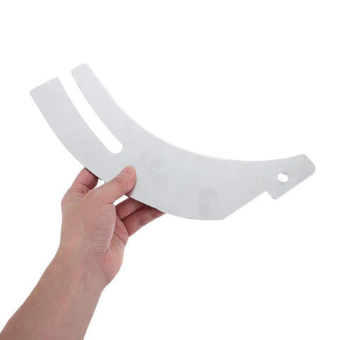 Rock Solid Table Saw Riving Knife Metal Splitter Guard For Woodworking Safety Kickback Prevention Precision Workshop Upgrade held in hand.