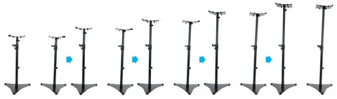 Pair Studio Monitor And Bookshelf Speaker Stands For Home Studios With Adjustable 33-52 Inch Height And 5.9-13.4 Inch Tray Width