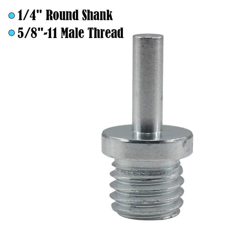 Slick Two Pack 5811 Male Thread To Quarter Inch Round Shank Drill Adapter with 1/4" round shank and 5/8"-11 male thread.
