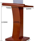 Heavy Duty Solid Wood Lecture Podium And Mobile Stand With Hella Roomy Workspace Killer Design For Teachers Speakers And Corporate Events Water Repellent Build With Super Smooth Glide Casters Anywhere, displaying dimensions and sturdy design.