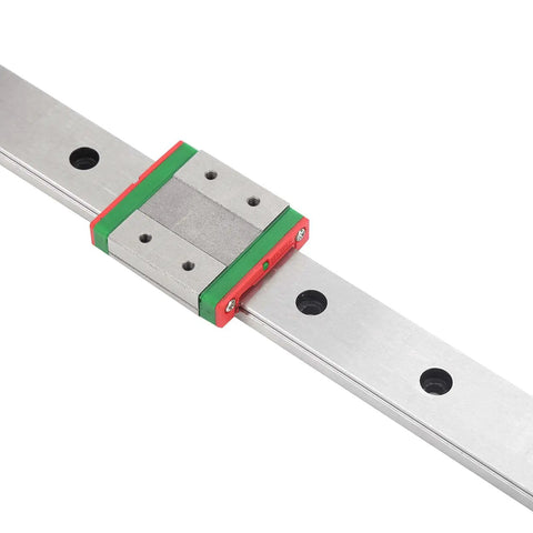Heavy Duty Stainless Steel Linear Guide Rail Block MGW12C on a smooth rail, showcasing two row ball design for high load capacity.