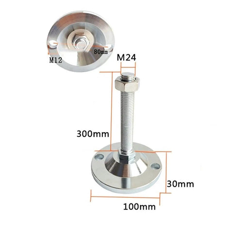 4 Pack Adjustable Threaded Leveling Feet With 100mm Base For Tables, Chairs, Desks, Shelves And Equipment, Heavy Duty Metal Swivel Levelers, Easy To Install, Stable Support For Home, Office, Workshop, Restaurant, 100mm base, M24 thread, 300mm height