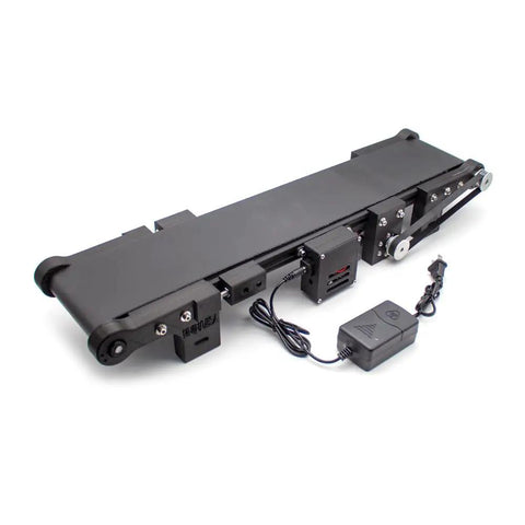 Compact Mini Conveyor Belt With Adjustable Speed And Forward Or Reverse For Lab Production Lines Friction Test Rig black motor