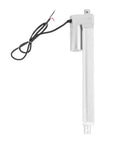Heavy Duty Electric Linear Actuator With Quiet Limit Switch For Tripod And Projector Lift, Featuring Durable Aluminum Build, 1500n Force, And Smooth Silent Motion Control For Home Or Pro Setup, silver aluminum actuator with cables.