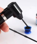 Electric Ink Mixer For Tattoo Pigment With 100 Mixing Sticks Kit, Pro Grade Tattoo Ink Agitator Machine For Microblading Eyebrow Color, Black Pigment, Easy One Touch Operation And Sanitary Disposable Sticks, black ink mixer with disposable stick over pigment cup