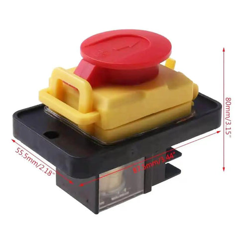 Emergency Stop Pushbutton Switch For Lathes And Table Saws 120V 4 Pins Electromagnetic Switch With Waterproof Cover And Overload Protection
