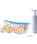 Hand Vacuum Compression Storage Bags With Manual Pump For Clothes And Bedding Space Saving Suction Air Deflation System Easy To Use Heat Sealable Vacuum Sealer Machine Accessory Set Multicolor with packed items.