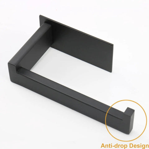Self Adhesive Stainless Steel Toilet Paper Holder Matte Black Finish No Drill Easy To Install Rustproof Paper Roll Rack