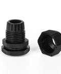 Close-up of cable glands from the 34 Pack IP68 Waterproof Cable Gland Kit With 3 To 16 mm Adjustable Connectors, black PA66 material.