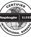 Replogle Globes certified logo showing globe graphic with International Borders around edge