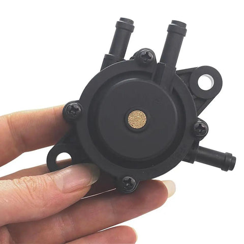 3 Port Vacuum Fuel Pump For Small Engine Lawn Mower And Tractor, Universal Replacement With Durable Black Plastic Body in hand