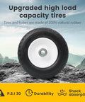 12 Inch Flat Free Solid Polyurethane Tire For Trailer Dolly And Utility Wheel, Pre Mounted On Steel Rim, displayed against scenic backdrop