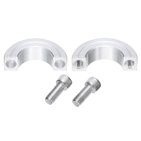Top-Notch Aluminum Double Split Clamp-On Shaft Collars for 1-Inch Shafts - 4-pack set with secure set screws and open view