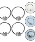 Solid Metal Pull Ring Handles 12-Piece Set, Screwless Drop Ring Pulls For Cutting Boards And Cabinet Doors, close-up view.