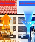 Image demonstrating temperature reduction from 45°C before installation to 18°C after installation of Brick Tough Self Adhesive Roof Repair Tape, Waterproof Asphalt Shingle And Bitumen Sealant Roll, UV Shield Aluminum Foil Underlayment For Quick Patchups And Smooth Seals, 50X1000Cm No Nonsense Choice.