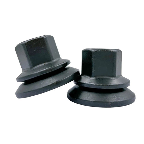 Premium Heavy Duty Wheel Lug Nuts For Dodge Ram 3500 4000 4500 5500 2012 To 2022 Slick Black Finish close-up view showing robust design.