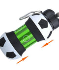 Grab and Go Foldable Silicone Water Bottle 550ml Collapsible Sport Hydration Bottle soft squeeze design with soccer print