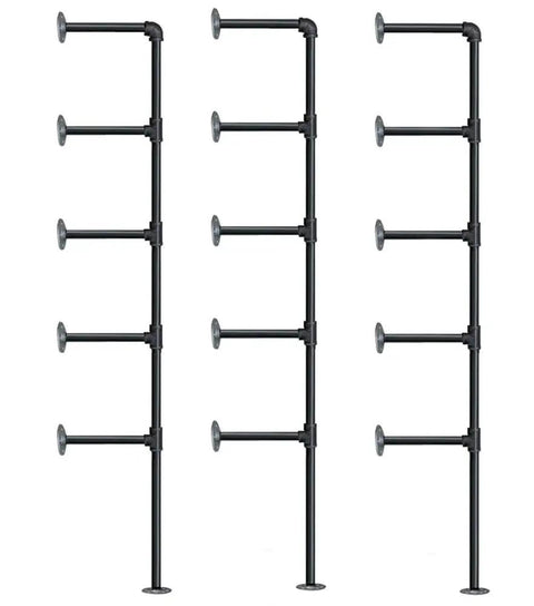 5-Tier Pipe Shelf System For Wall Mount DIY Open Bookshelf With Hanging Brackets Built Tough For Kitchen Office Or Garage 68 Inches Tall